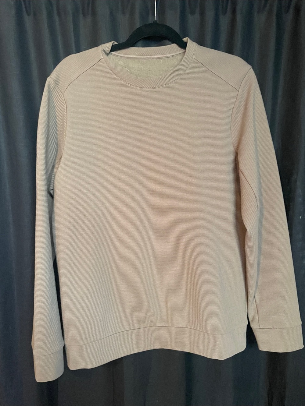 Men's Beige Ribbed Crewneck Sweater